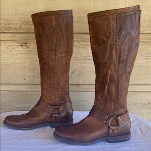 Frye Phillip Harness Tall 6.5 brown